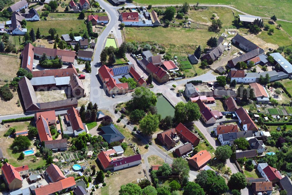 Bad Schmiedeberg from the bird's eye view: Village view in the district Meuro in Bad Schmiedeberg in the state Saxony-Anhalt, Germany