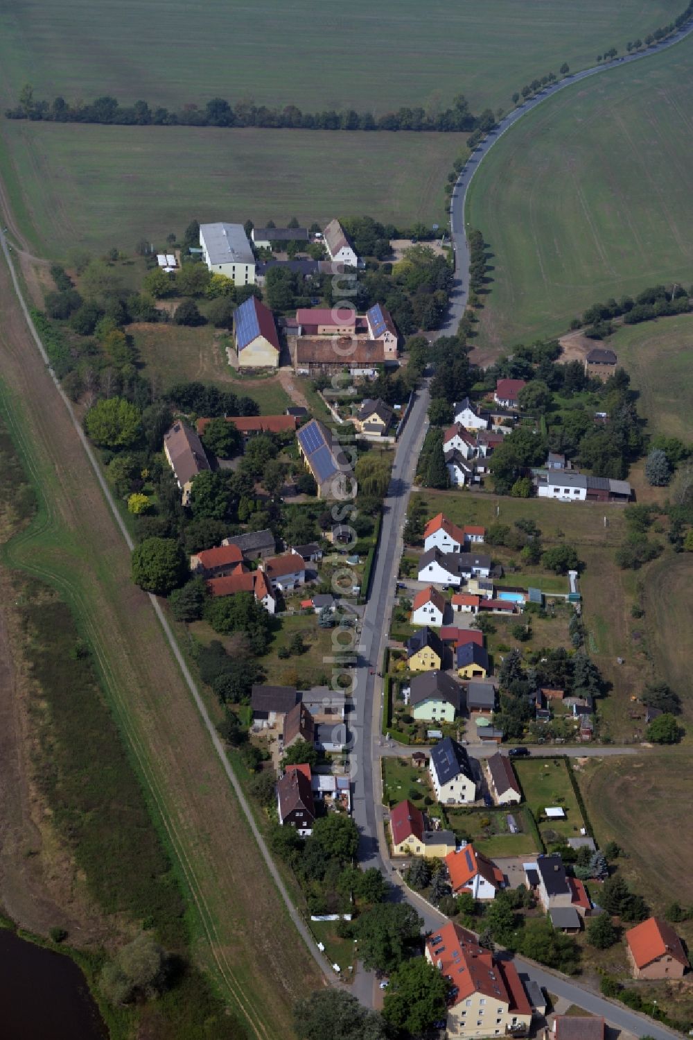 Moritz from the bird's eye view: Village core in Moritz in the state Saxony