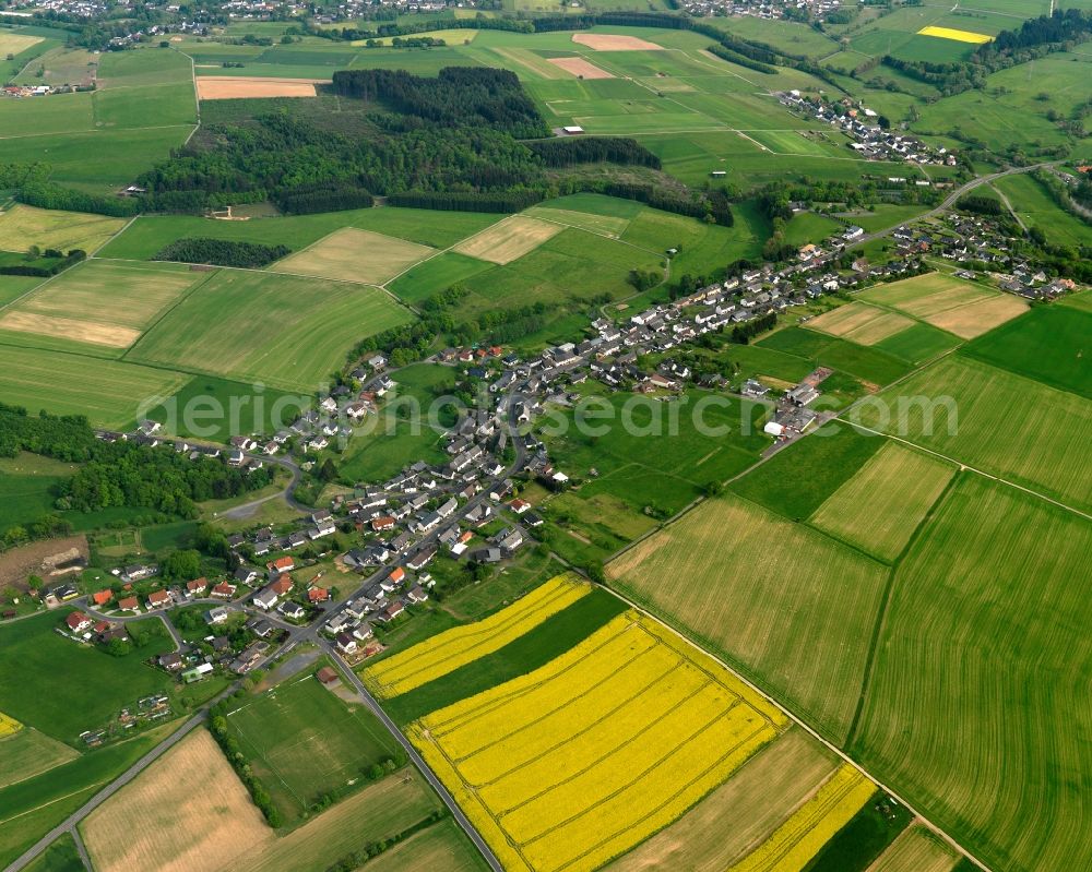 Mudenbach from above - Village core in Mudenbach in the state Rhineland-Palatinate