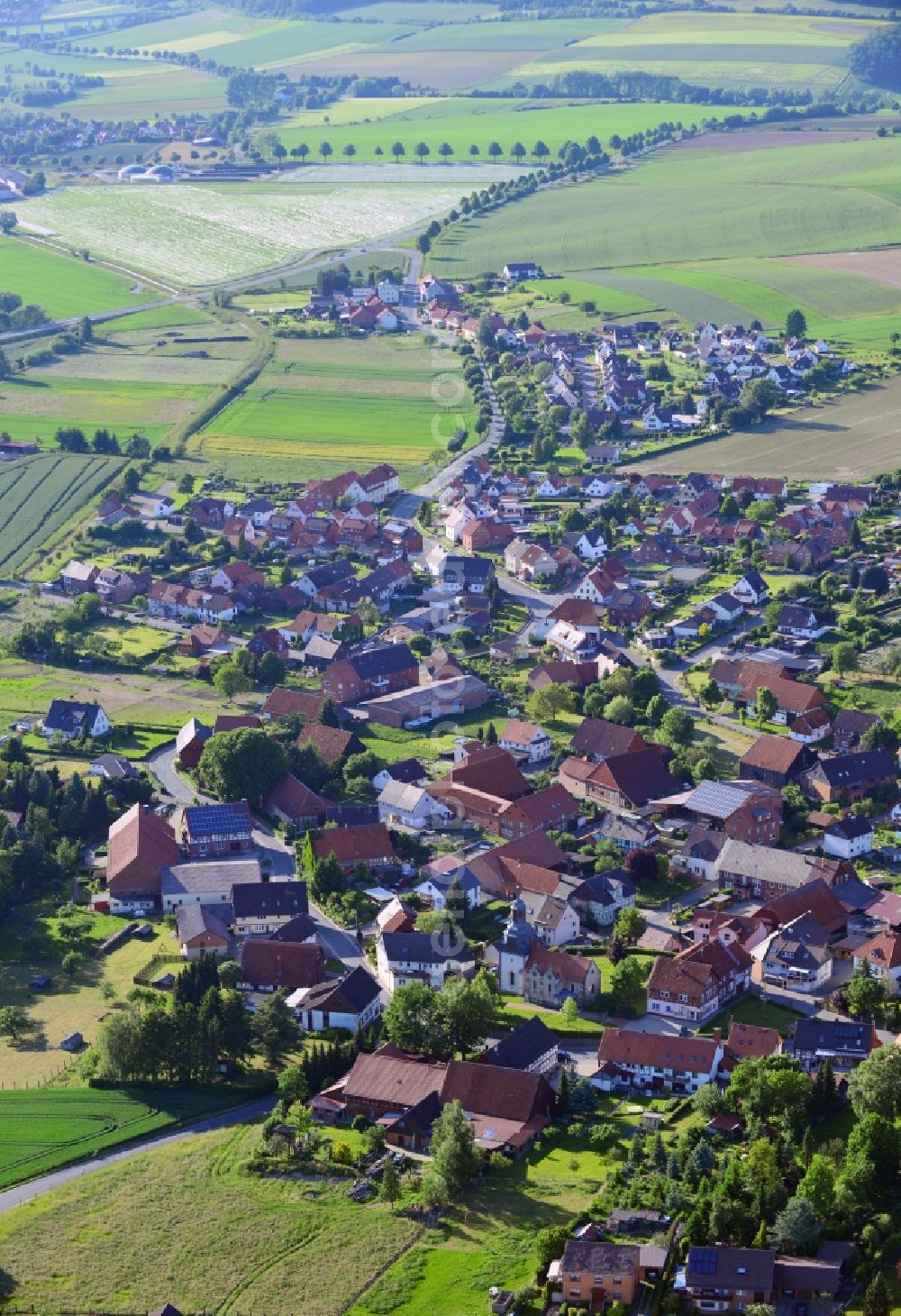 Aerial photograph Kalefeld Sebexen - Village view from the district Sebexen the municipality Kalefeld in the state Lower Saxony. Through the village runs the Gan dersheimer street