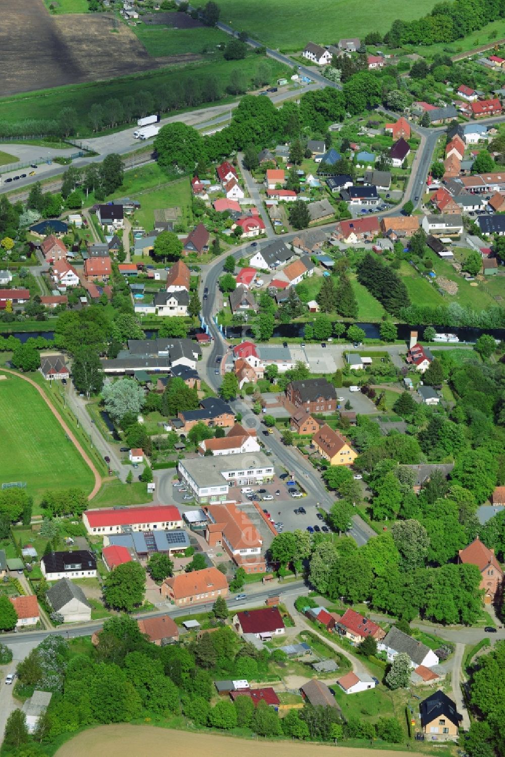 Aerial image Plate - Village core in Plate in the state Mecklenburg - Western Pomerania