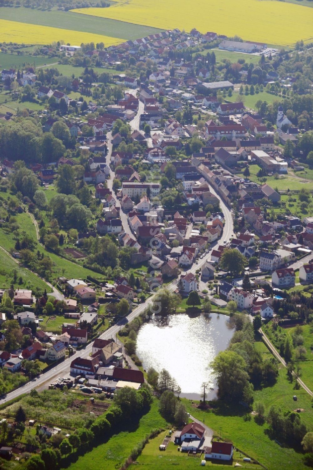 Pölzig from above - Village core in Poelzig in the state Thuringia