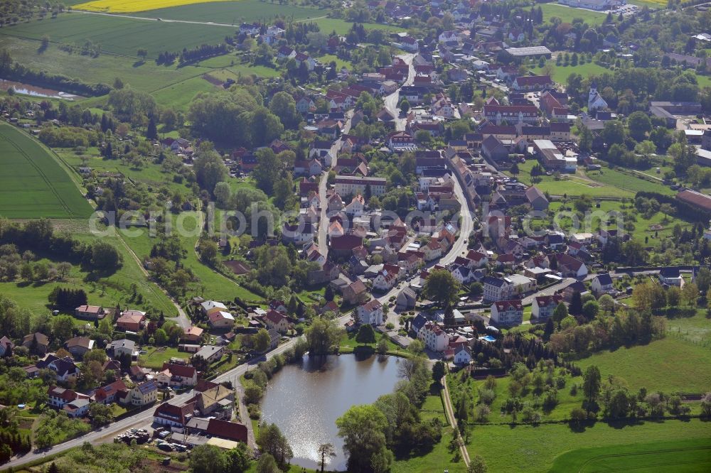 Pölzig from the bird's eye view: Village core in Poelzig in the state Thuringia