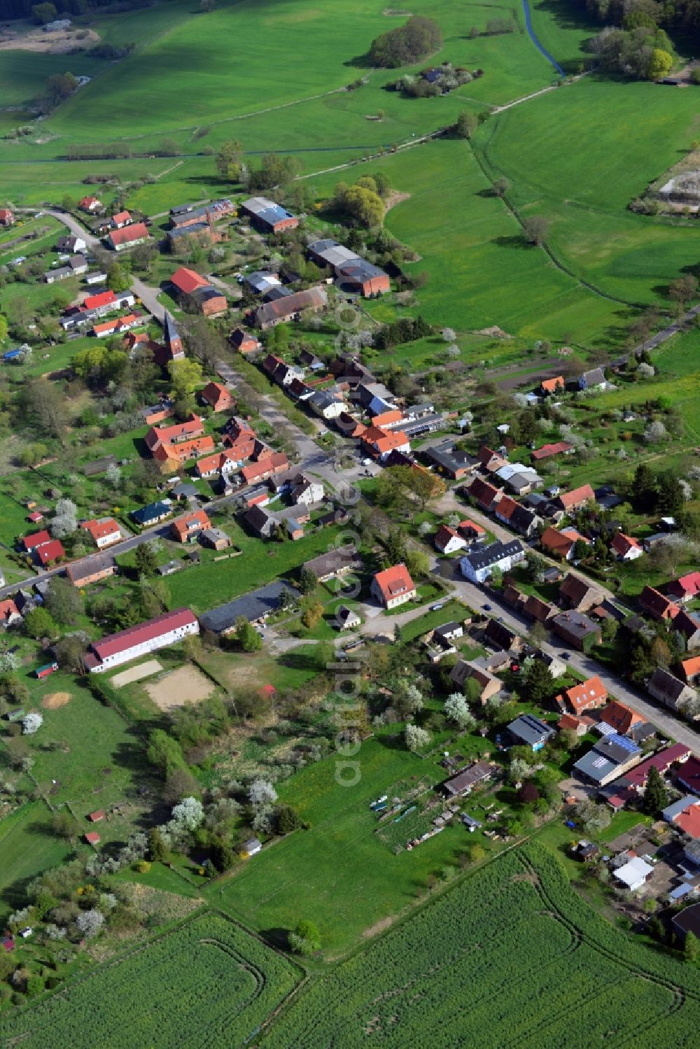 Temmen-Ringenwalde from above - Village core in Ringenwalde in the state Brandenburg