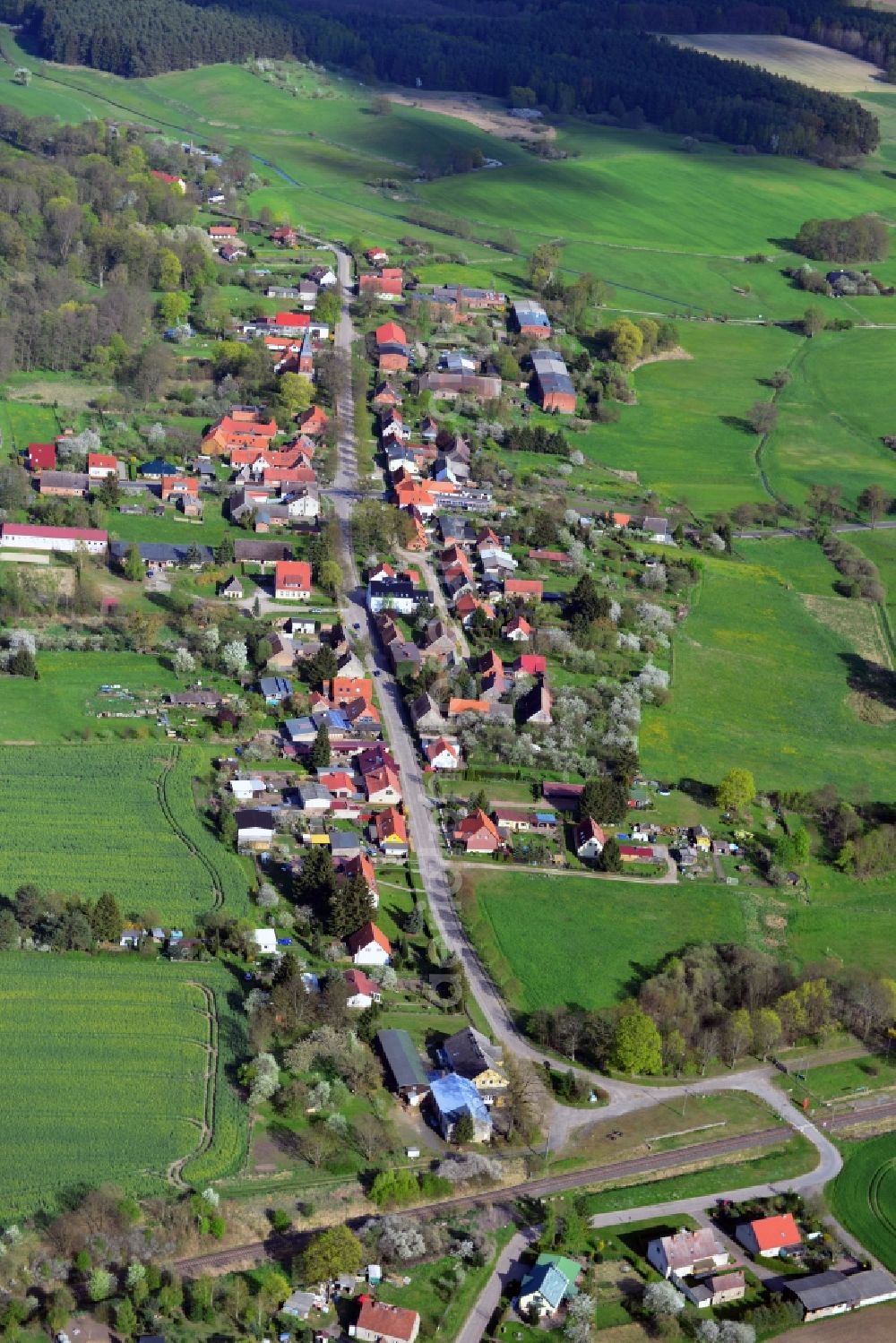 Aerial image Temmen-Ringenwalde - Village core in Ringenwalde in the state Brandenburg