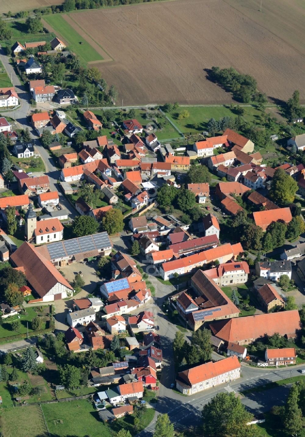 Aerial photograph Rockensußra - Village core in Rockensussra in the state Thuringia