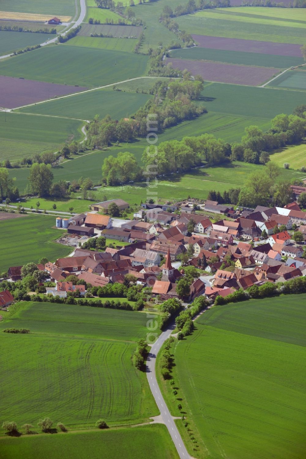 Aerial photograph Schellbach, Neustadt - Village core in Schellbach, Neustadt in the state Bavaria