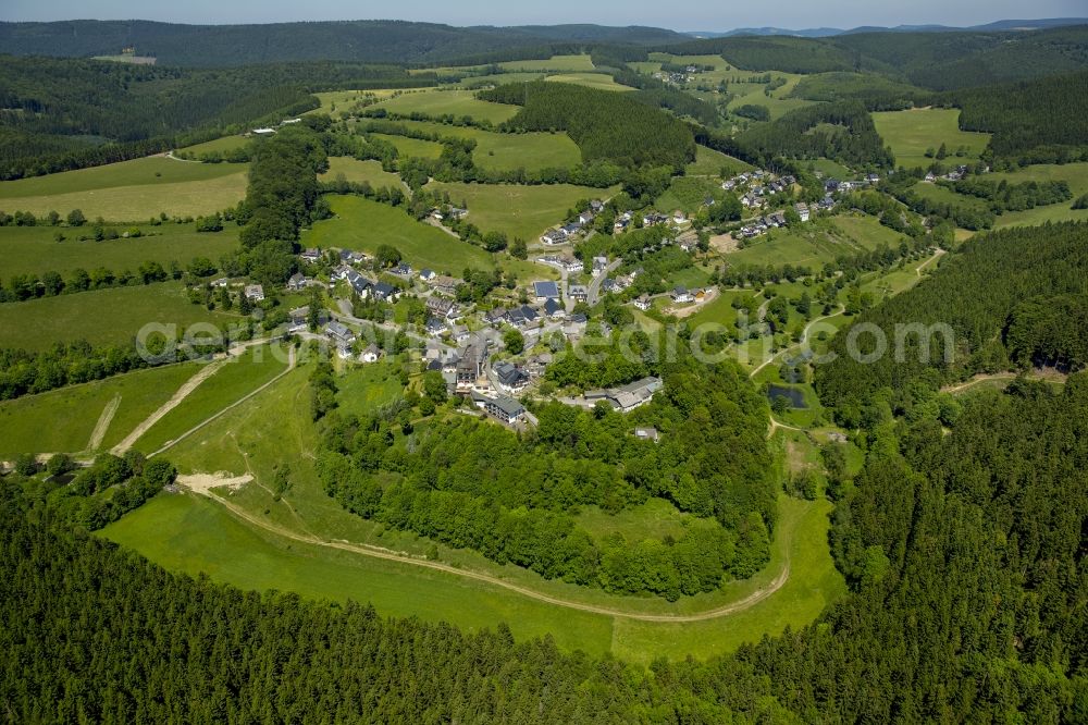 Aerial image Schmallenberg, Nordenau - Village core in Schmallenberg - Nordenau in the state North Rhine-Westphalia