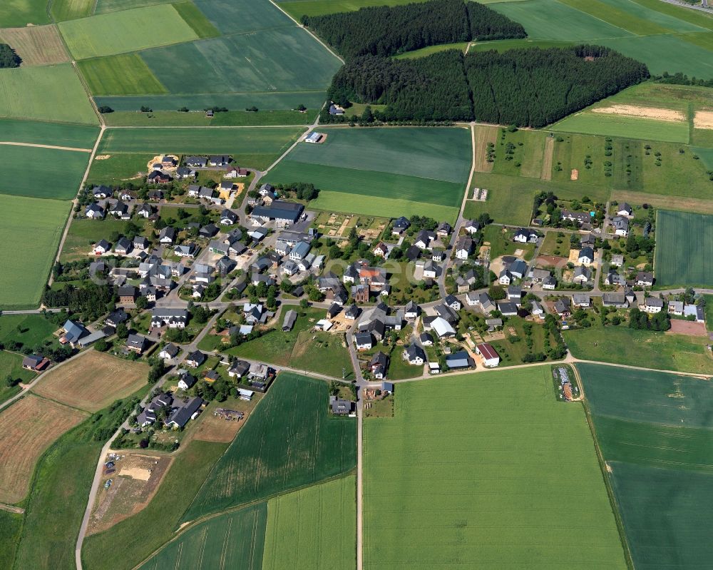 Aerial image Schönborn, Hunsrück - Village core in Schoenborn, Hunsrueck in the state Rhineland-Palatinate