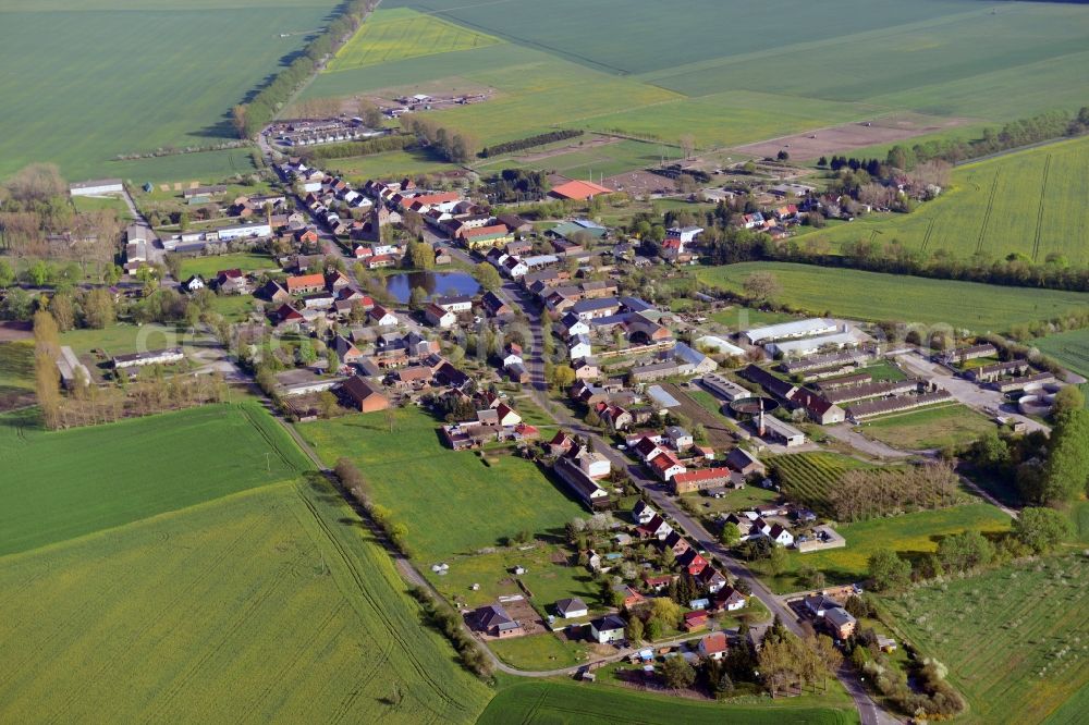 Schönfeld from above - Village core in Schoenfeld in the state Brandenburg