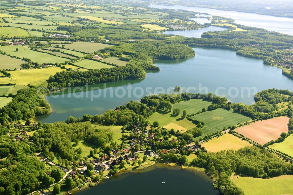 Aerial photograph Niederkleveez - Village on the lake bank areas of Diecksees in Niederkleveez in the state Schleswig-Holstein, Germany