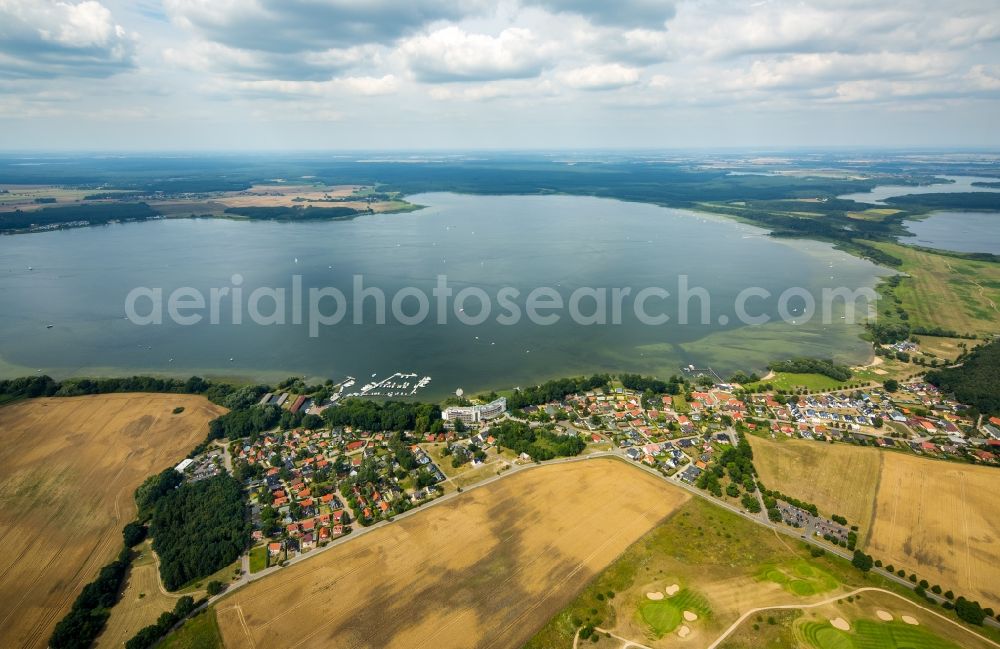 Untergöhren from above - Village on the lake bank areas of Fleesen lake in Untergoehren in the state Mecklenburg - Western Pomerania