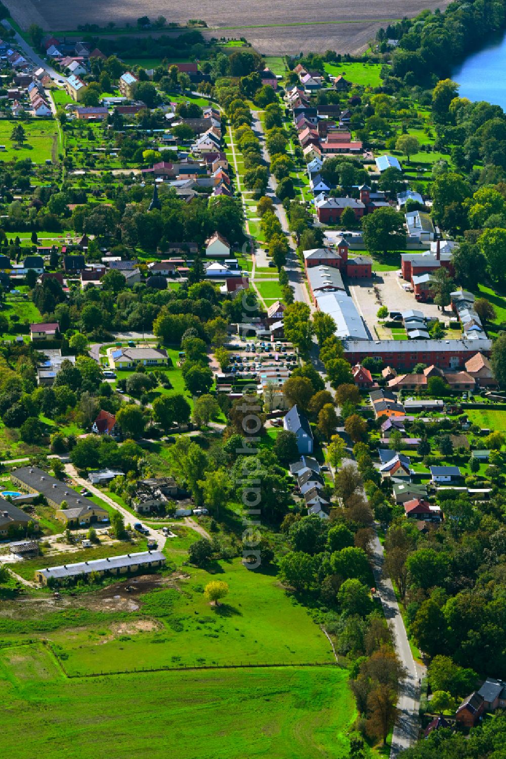 Groß Behnitz from above - Village on the lake bank areas Gross Behnitzer See in Gross Behnitz in the state Brandenburg, Germany