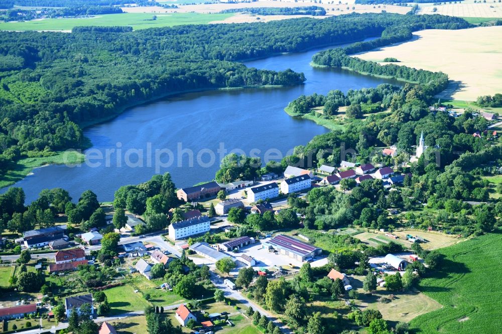 Aerial photograph Wolfshagen - Village on the lake bank areas of Haussee in Wolfshagen in the state Brandenburg, Germany