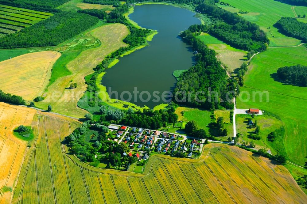 Zettemin from above - Village on the lake bank areas of Ruetzenfelder See in Zettemin in the state Mecklenburg - Western Pomerania, Germany