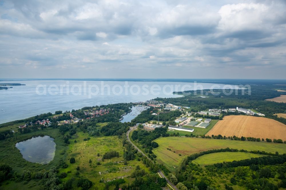 Aerial image Rechlin Nord/ Hafendorf - Village on the lake bank areas of lake Mueritz in Rechlin Nord/ Hafendorf in the state Mecklenburg - Western Pomerania