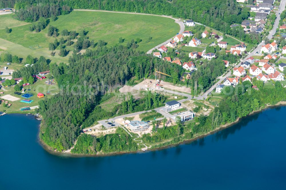 Aerial image Steinberg am See - Village on the lake bank areas Steinberger See on street Seestrasse in Steinberg am See in the state Bavaria, Germany