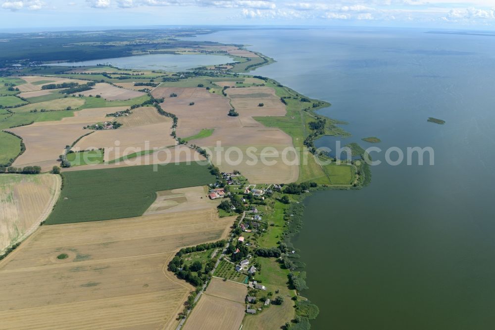 Aerial photograph Usedom - Village on the lake bank areas of Stettiner Haff in the district Moenchow in Usedom in the state Mecklenburg - Western Pomerania