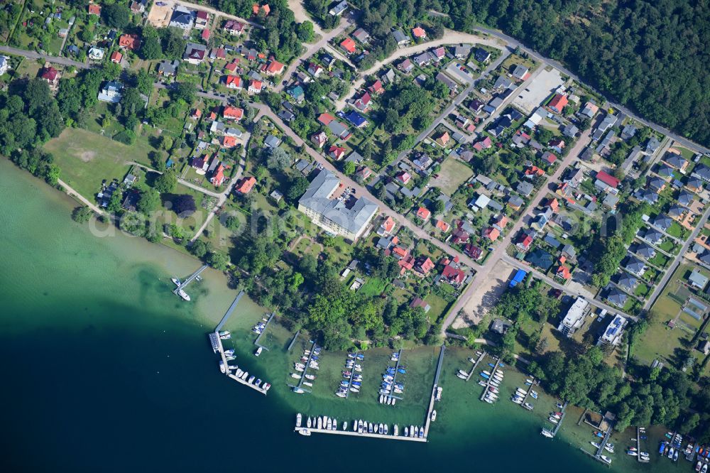 Aerial image Altenhof - Village on the lake bank areas of Werbellinsee in Altenhof at the Schorfheide in the state Brandenburg, Germany