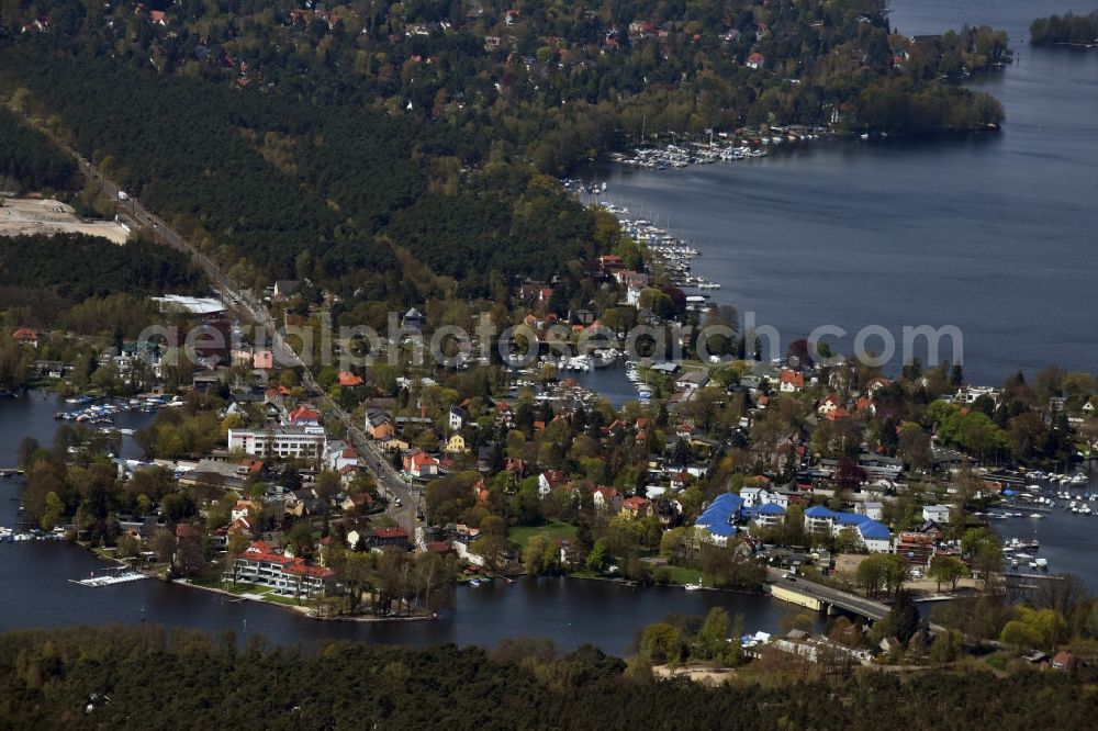 Wernsdorf from above - Village on the lake bank areas in Wernsdorf in the state Brandenburg