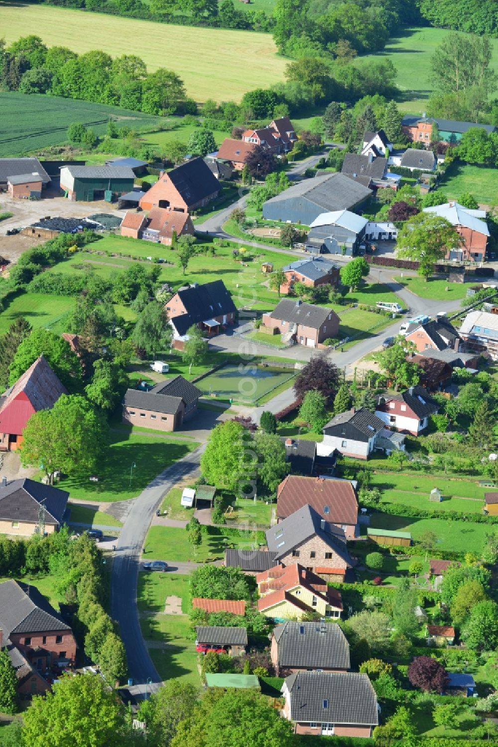 Aerial image Siebenbäumen - Village core in Siebenbaeumen in the state Schleswig-Holstein