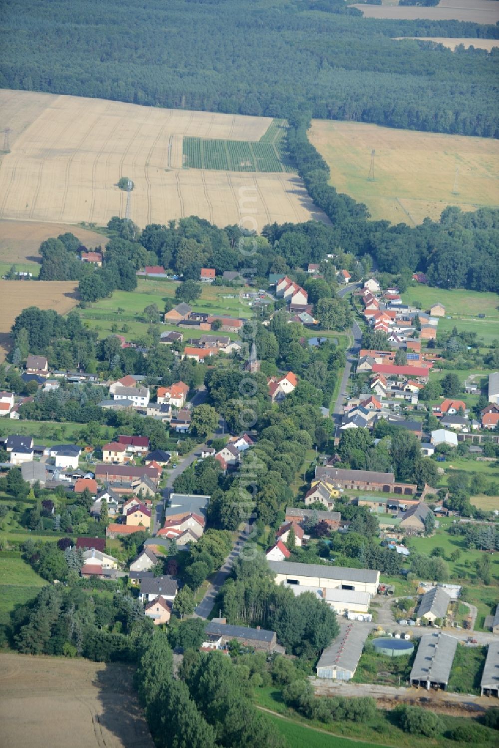 Aerial image Tempelfelde, Sydower Fließ - Village core in Tempelfelde, Sydower Fliess in the state Brandenburg