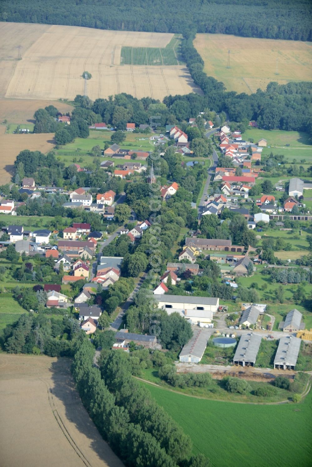 Aerial photograph Tempelfelde, Sydower Fließ - Village core in Tempelfelde, Sydower Fliess in the state Brandenburg