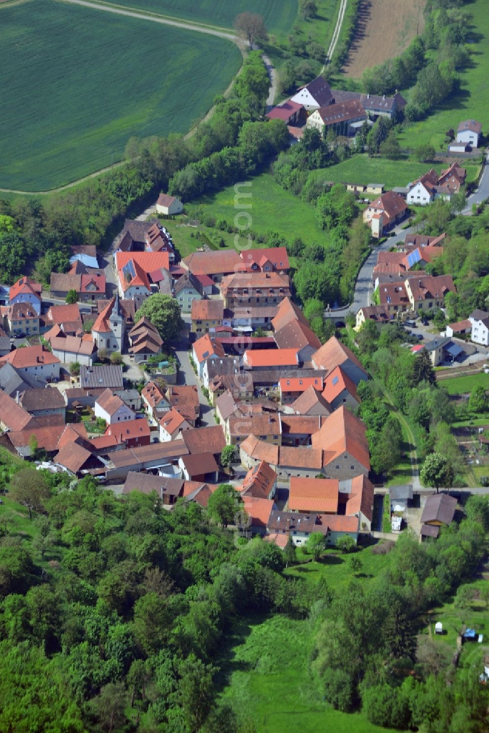 Tiefenstockheim, Seinsheim from above - Village core in Tiefenstockheim, Seinsheim in the state Bavaria