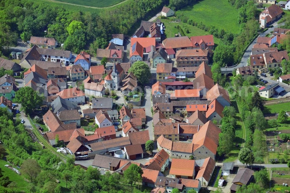 Aerial image Tiefenstockheim, Seinsheim - Village core in Tiefenstockheim, Seinsheim in the state Bavaria