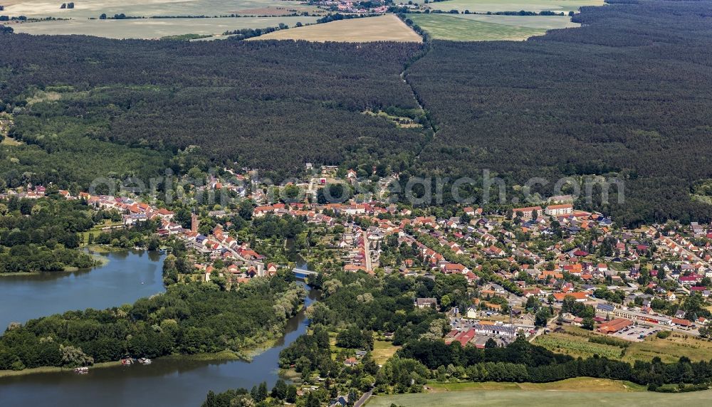 Neuruppin from above - Village on the bank areas of Ruppiner See in the district Alt Ruppin in Neuruppin in the state Brandenburg