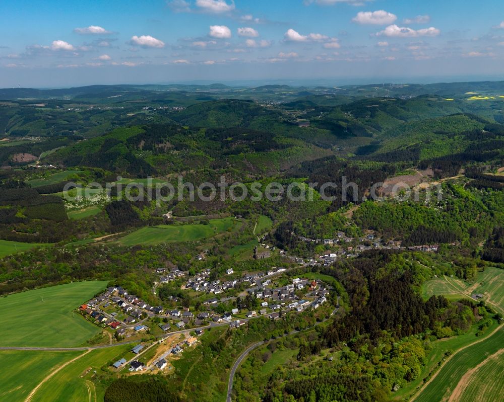 Virneburg from the bird's eye view: Village core of in Virneburg in the state Rhineland-Palatinate