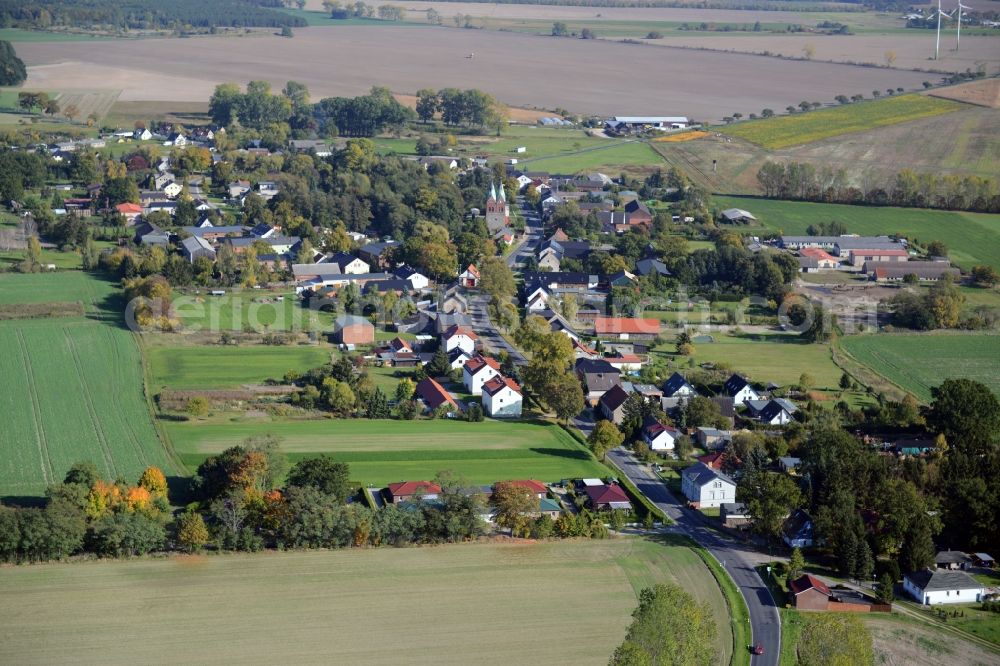 Wilmersdorf from above - Village core in Wilmersdorf in the state Brandenburg