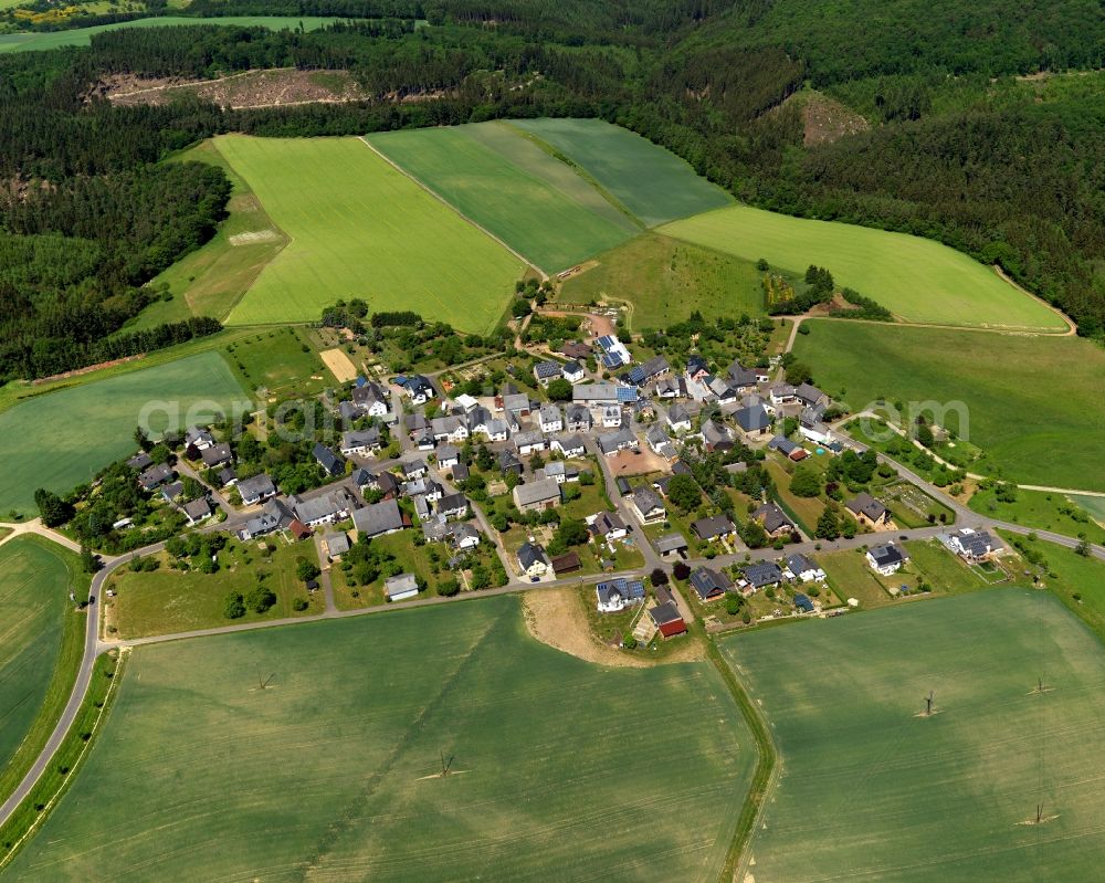 Wohnroth, Bell (Hunsrück) from above - Village core in Wohnroth, Bell (Hunsrueck) in the state Rhineland-Palatinate