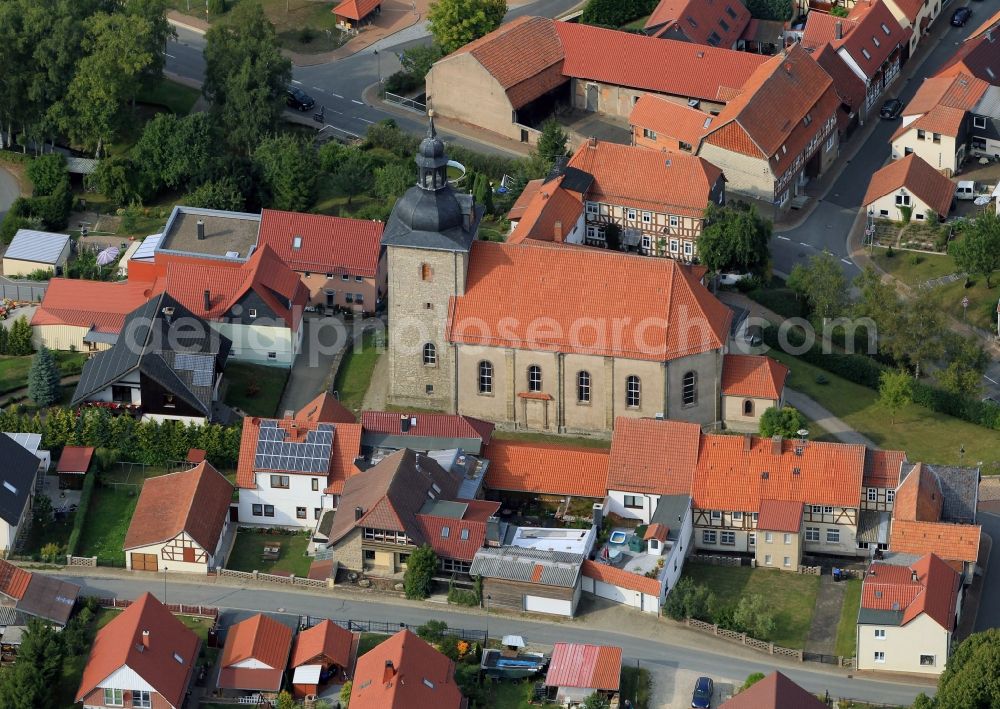 Geisleden from the bird's eye view: Village church from Geisleden in Thuringia