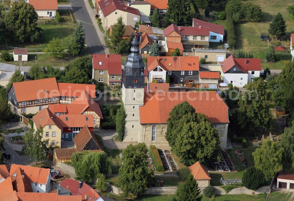 Aerial image Niederdorla - Church in Niederdorla in Thuringia