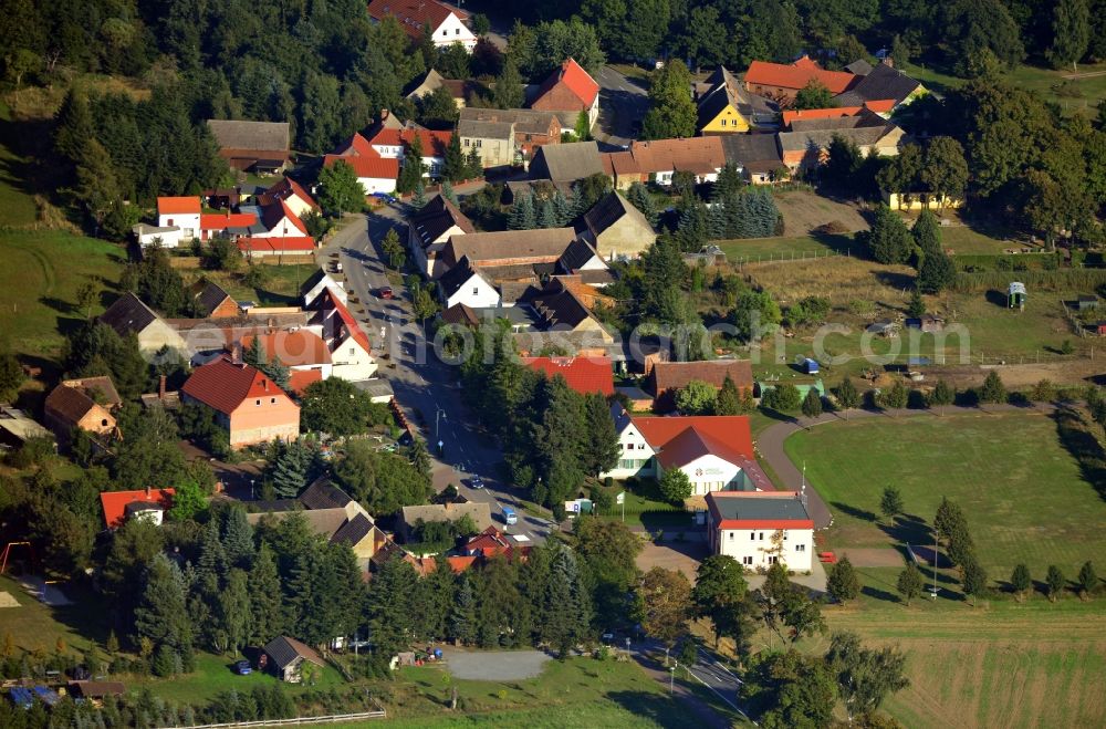 Genthin OT Schopsdorf from above - View of the Dorfstrasse in the district of Schopsdorf in Genthin in the state of Saxony-Anhalt