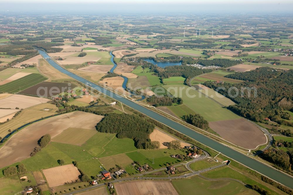 Olfen from above - View of the Dortmund-Ems-Canal in Olfen in the state of North Rhine-Westphalia