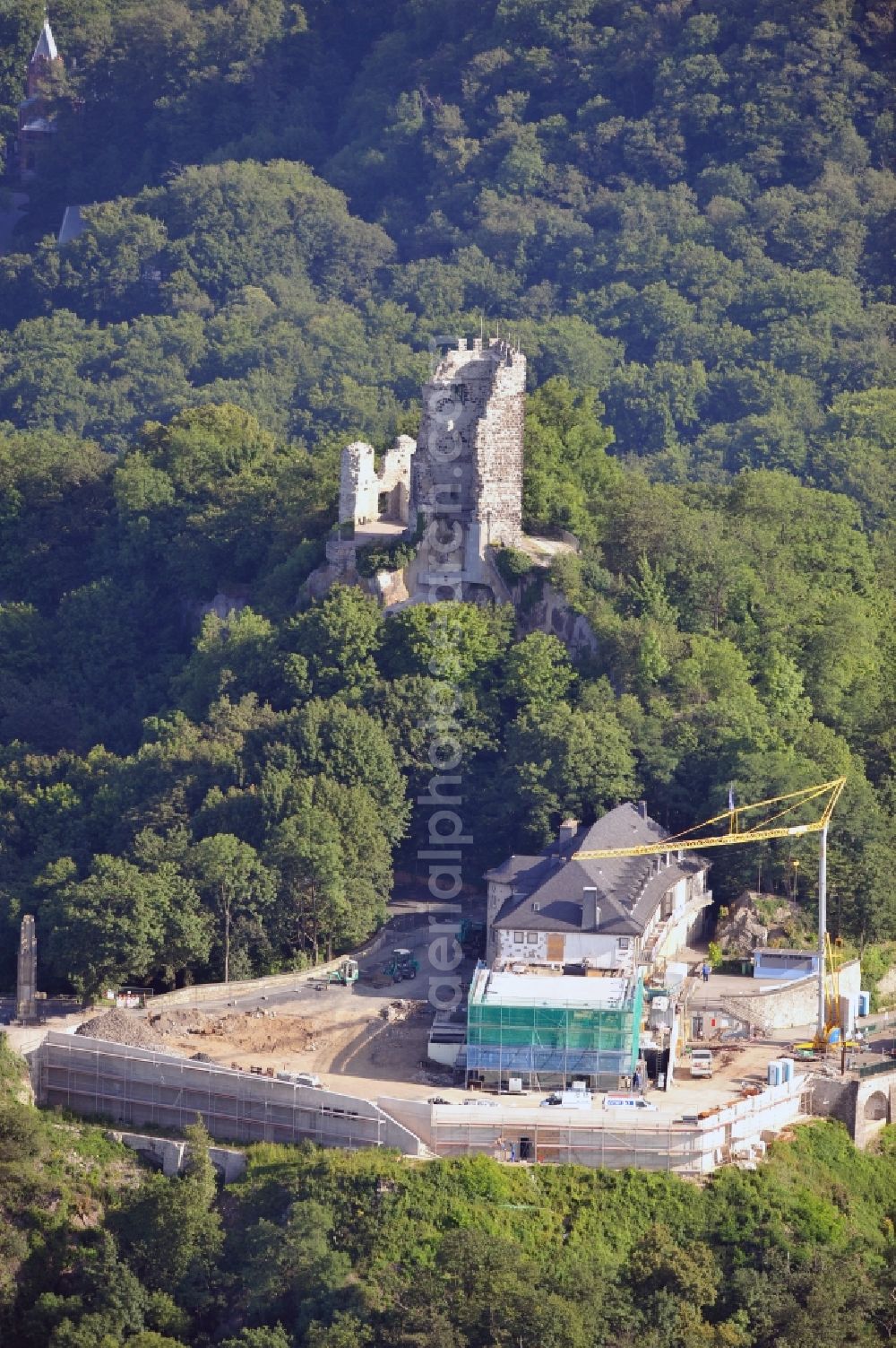 Aerial photograph Königswinter - View of the Drachenfelsplateau in Königswinter in North Rhine-Westphalia