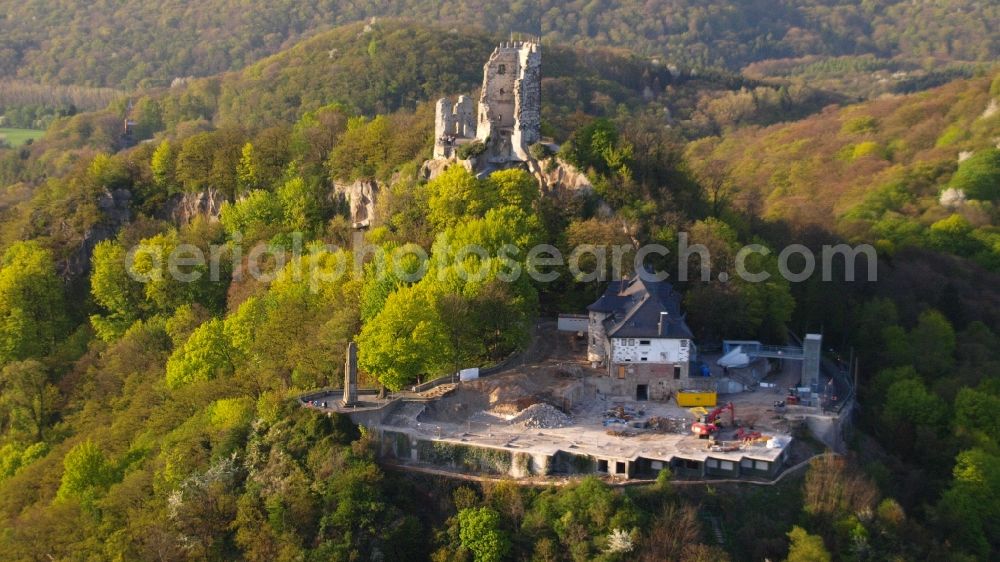 Königswinter from above - View of the Drachenfelsplateau during the demolition Koenigswinter in North Rhine-Westphalia