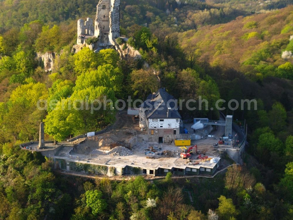 Königswinter from the bird's eye view: View of the Drachenfelsplateau during the demolition Koenigswinter in North Rhine-Westphalia