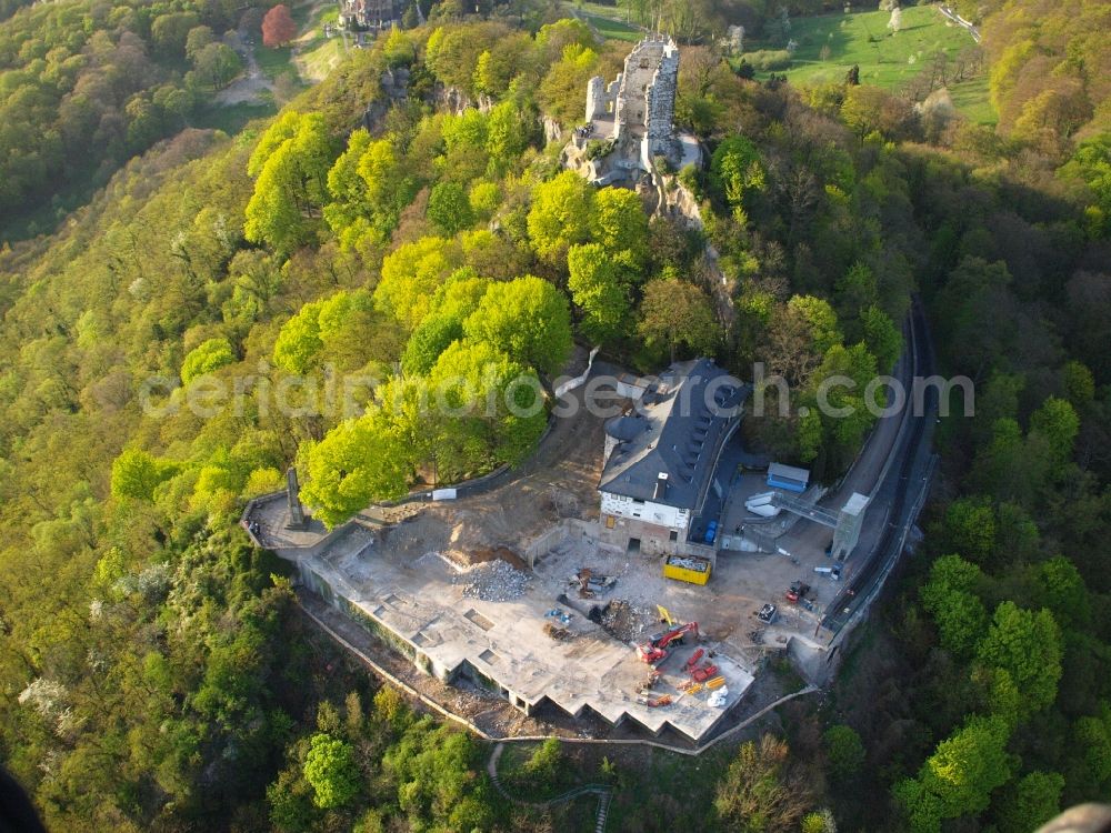 Königswinter from the bird's eye view: View of the Drachenfelsplateau during the demolition Koenigswinter in North Rhine-Westphalia