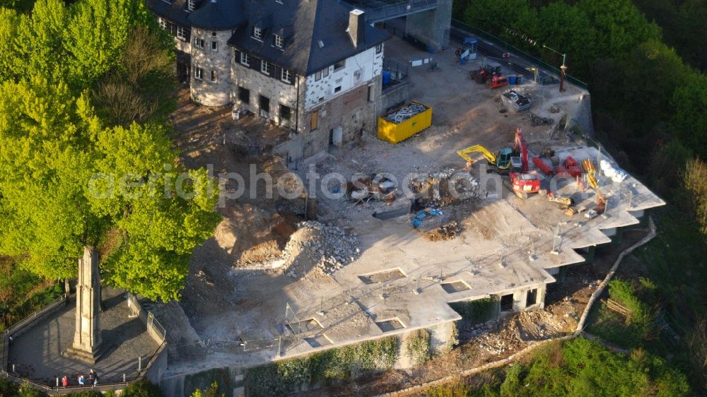 Aerial photograph Königswinter - View of the Drachenfelsplateau during the demolition Koenigswinter in North Rhine-Westphalia