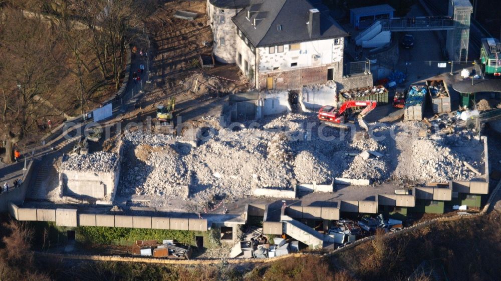 Königswinter from the bird's eye view: View of the Drachenfelsplateau during the demolition Koenigswinter in North Rhine-Westphalia