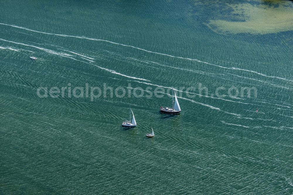 Aerial photograph Rabel - Three sailboats on the Schlei at Arnis in the state of Schleswig-Holstein