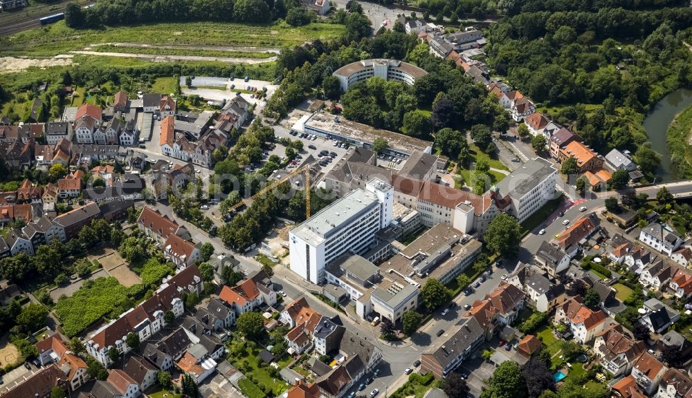 Aerial photograph Lippstadt - The picture shows the hospital Dreifaltigkeits - Hospital Lippstadt on the street corner Soestraße and Weihestraße and the building of the Carritas which are located in Lippstadt in the state North Rhine-Westphalia