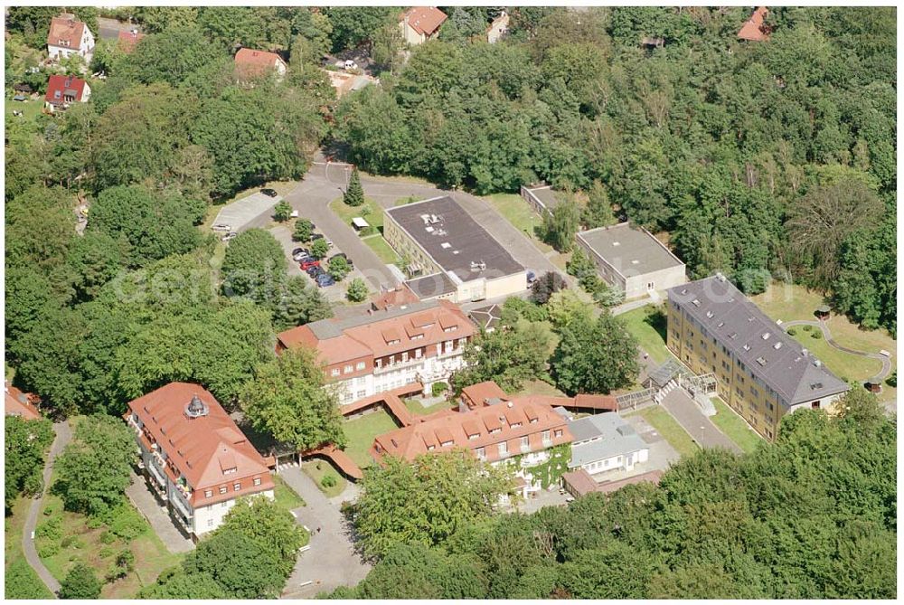 Aerial photograph Dresden - 15.08.2004, Dresden Blick auf das Klinikum: Weißer Hirsch, das städtische Krankenhaus in Dresden Neustadt. Seit dem 6.6.1945 in Betrieb. Heinrich-Cotta-Straße 12, 01324 Dresden