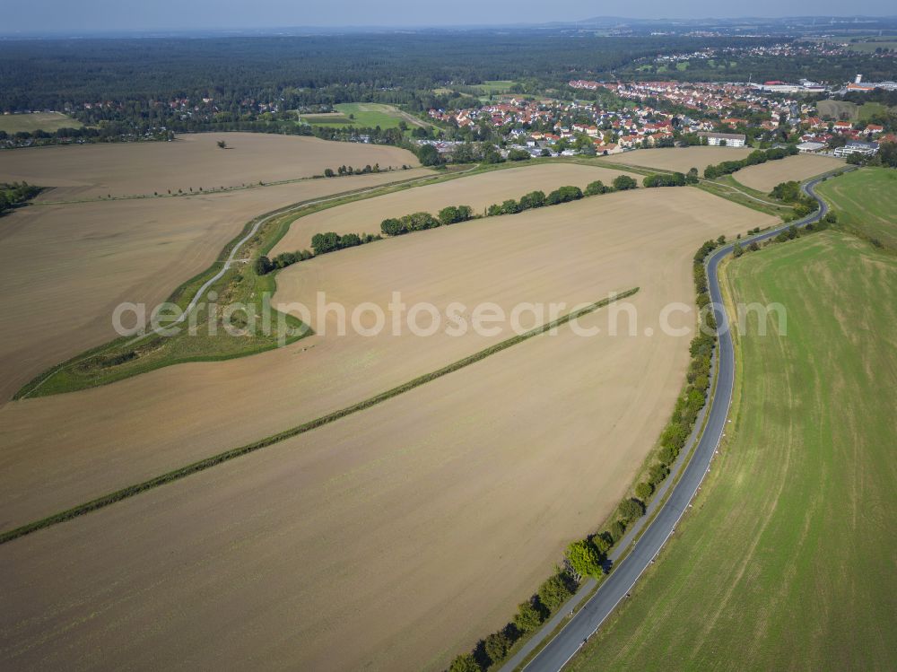 Aerial photograph Dresden - Fields in the district of Dresden Weissig in Dresden in the state of Saxony, Germany