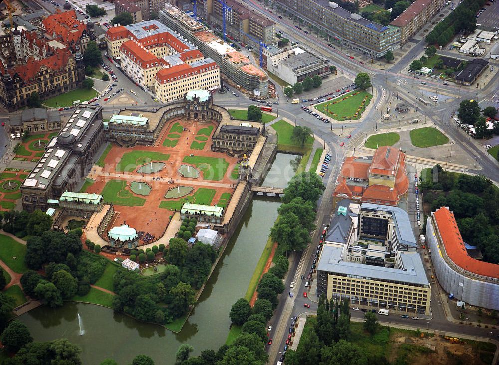 Aerial photograph Dresden - Zwinger from the west in Old Town of Dresden