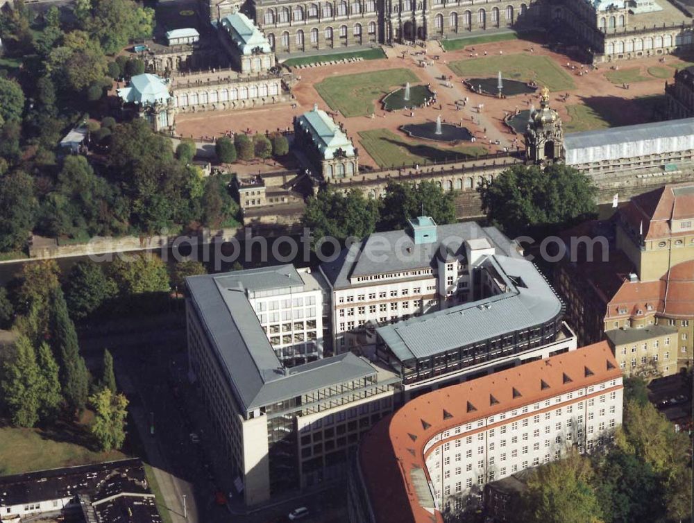 Aerial image Dresden - Dresdner Bank - Neubau am Zwinger in der Dresdner Altstadt