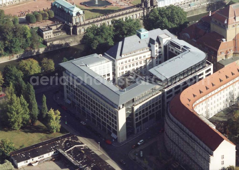 Aerial photograph Dresden - Dresdner Bank - Neubau am Zwinger in der Dresdner Altstadt